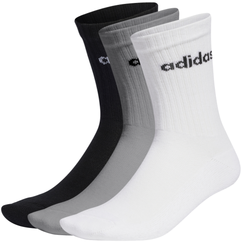 Adidas Socken Linear Crew Cushioned, 3 Paar, medium grey heather/white/black Gr. 34 - 48